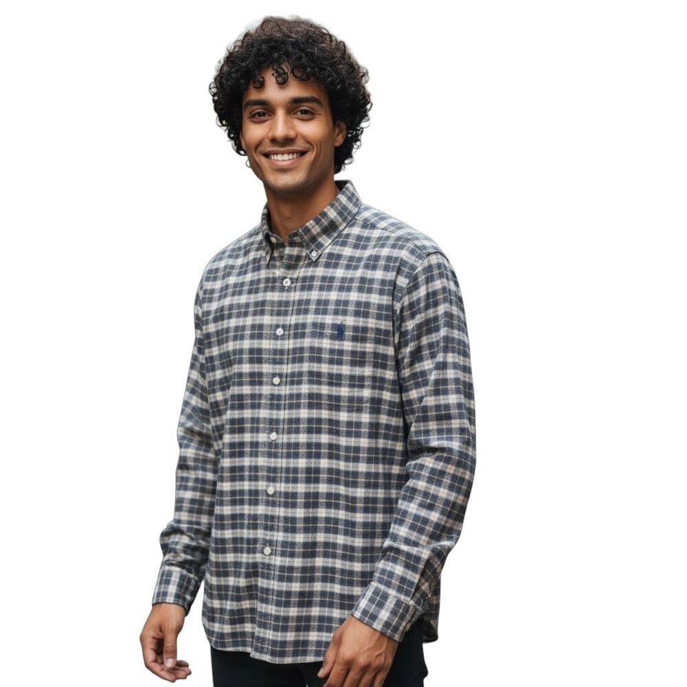 Ralph Lauren Oxford Men's XXL Button Up Shirt Workwear Smart Casual Plaid Cotton